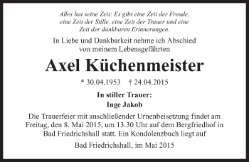 Traueranzeige von Axel Küchenmeister 