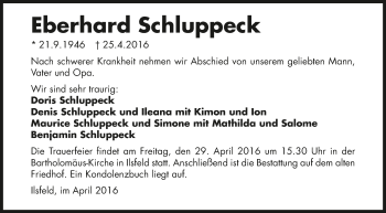 Traueranzeige von Eberhard Schluppeck 