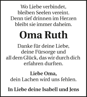 Traueranzeige von Ruth Brenner 