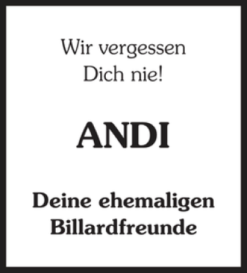 Traueranzeige von ANDI ANDI 