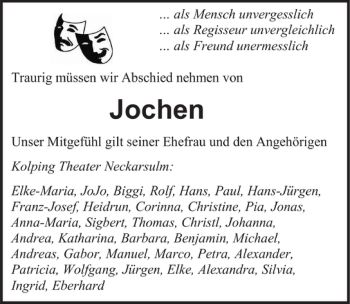 Traueranzeige von Jochen Jochen 