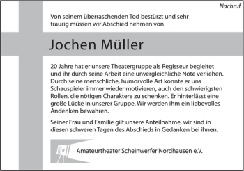 Traueranzeige von Jochen Müller 