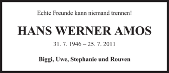 Traueranzeige von Hans Werner Amos 