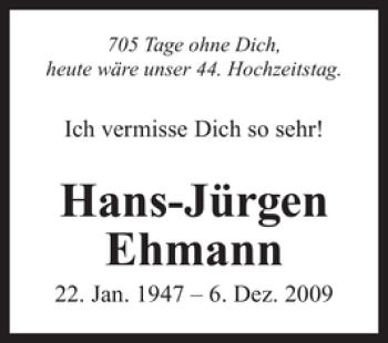 Traueranzeige von Hans-Jürgen Ehmann 