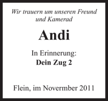 Traueranzeige von Andi Andi 