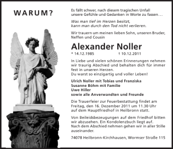 Traueranzeige von Alexander Noller 