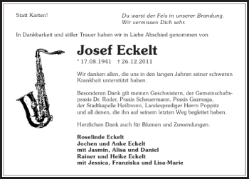 Traueranzeige von Jochen Eckelt 