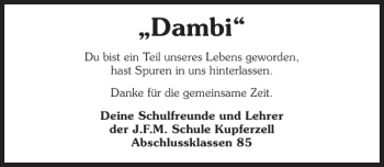 Traueranzeige von Dambi Dambi 