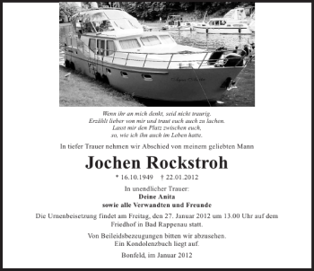 Traueranzeige von Jochen Rockstroh 