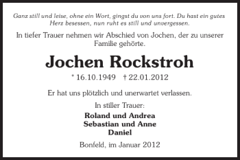 Traueranzeige von Jochen Rockstroh 