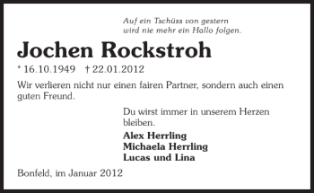 Traueranzeige von Jochen Rockstroh 