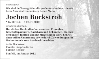 Traueranzeige von Jochen Rockstroh 