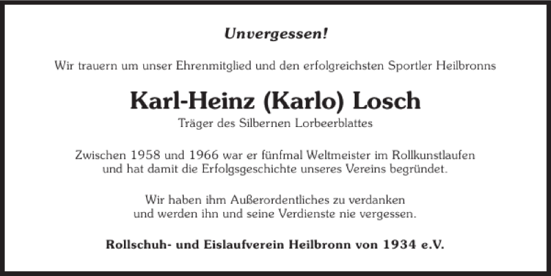  Traueranzeige für Karl-Heinz Karlo Losch vom 14.02.2012 aus 
