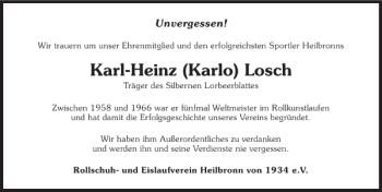 Traueranzeige von Karl-Heinz Karlo Losch 