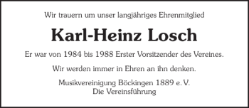 Traueranzeige von WirtrauernumunserlangjährigesEhrenmitgliedKarl-Heinz Losc 