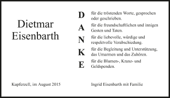 Traueranzeige von Dietmar Eisenbarth 