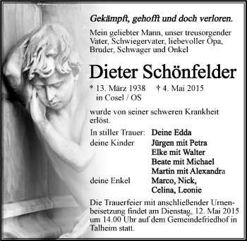 Traueranzeige von Dieter Schönfelder 