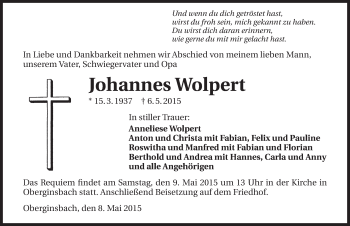Traueranzeige von Johannes Wolpert 