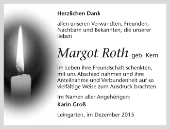 Traueranzeige von Margot Roth 