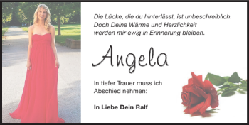 Traueranzeige von Angela Angela 