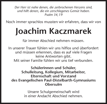 Traueranzeige von Joachim Kaczmarek 