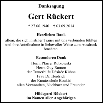 Traueranzeige von Gert Rückert 