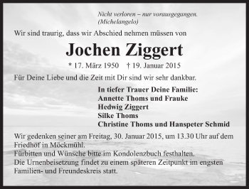 Traueranzeige von Jochen Ziggert 