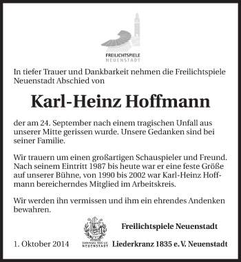 Traueranzeige von Karl-Heinz Hoffmann 