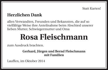 Traueranzeige von Rosa Fleischmann 