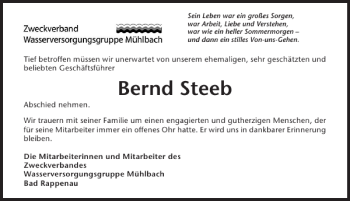 Traueranzeige von Bernd Steeb 