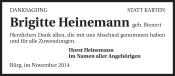 Traueranzeige von Brigitte Heinemann 