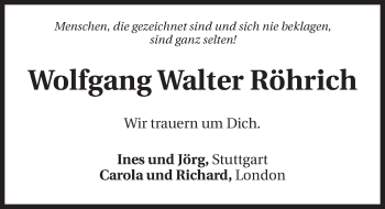 Traueranzeige von Wolfgang Walter Röhrich 