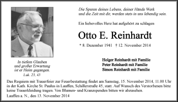 Traueranzeige von Otto Reinhardt 