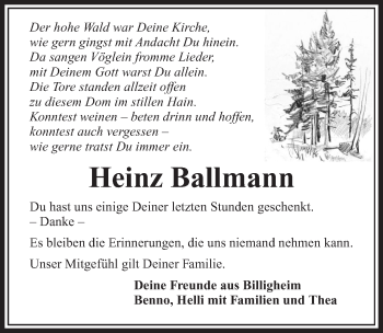 Traueranzeige von Heinz Ballmann 