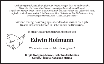 Traueranzeige von Edwin Hofmann 