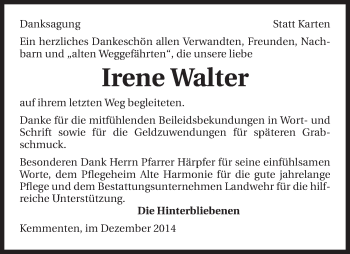 Traueranzeige von Irene Walter 