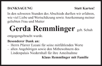 Traueranzeige von Gerda Remmlinger 