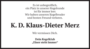 Traueranzeige von Klaus-Dieter Merz 