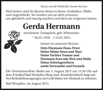 Traueranzeige von Gerda Hermann 