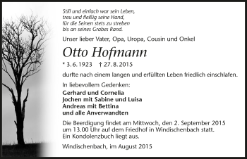 Traueranzeige von Otto Hofmann 