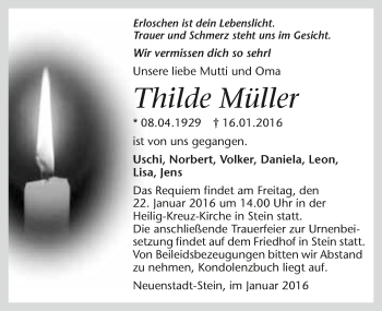 Traueranzeige von Thilde Müller 