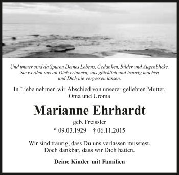 Traueranzeige von Marianne Ehrhardt 