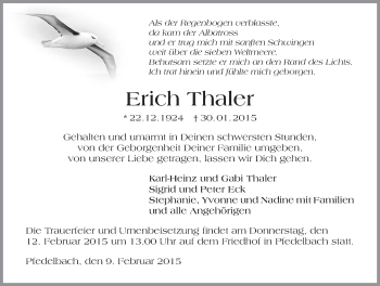 Traueranzeige von Erich Thaler 