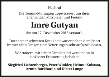 Traueranzeige von Imre Guytan 