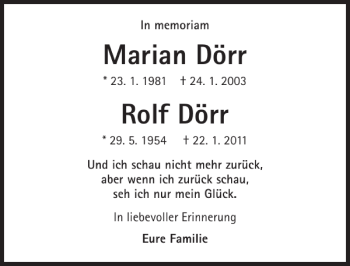 Traueranzeige von Rolf Dörr Marian Dörr 