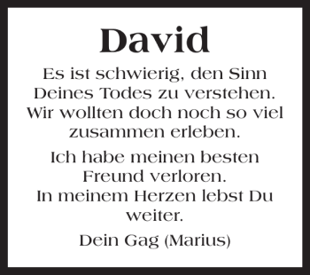 Traueranzeige von David David 