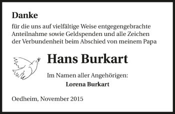 Traueranzeige von Hans Burkart 