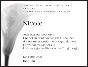 Traueranzeige von Nicole Nicole 