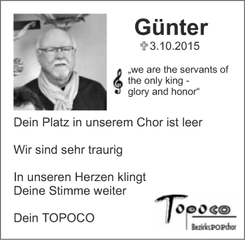 Traueranzeige von Günter  