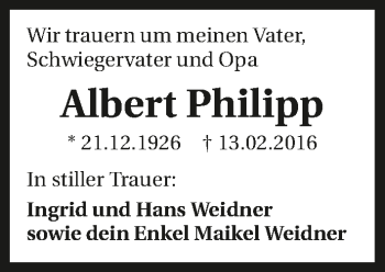 Traueranzeige von Albert Philipp 